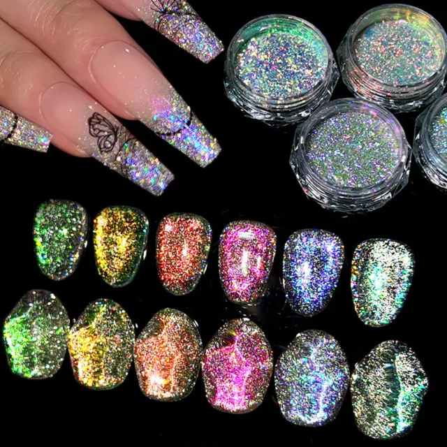 Poudre Réfléchissante De Paillettes Disco Pour Ongles Pour Vernis Gel Effet R