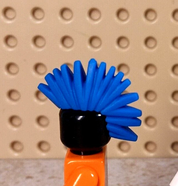 LEGO Mohawk Hair Straight UP Blue Unique Color PUNK WIG Rocker Outlaw Cosplay
