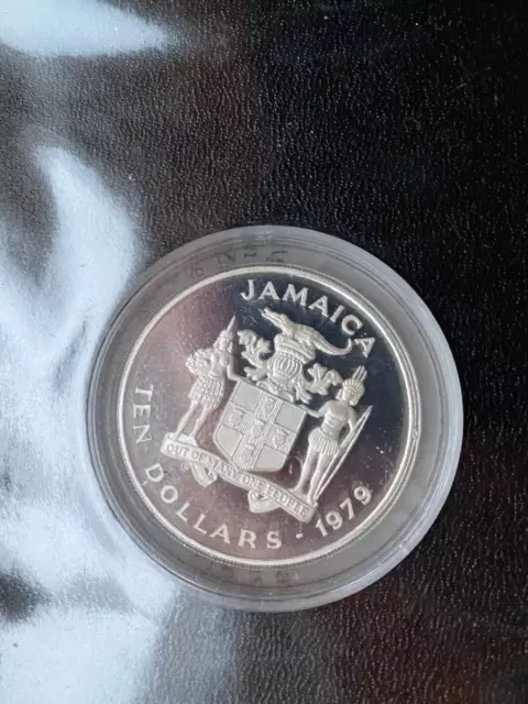 ::Silber Münze Jahr des Kindes, Jamaica Vintage Gedenkmünze selten antik alt