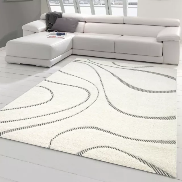 Tapis MOELLEUX Salon & Chambre à Coucher | Design en tissu plat MODERNE crème