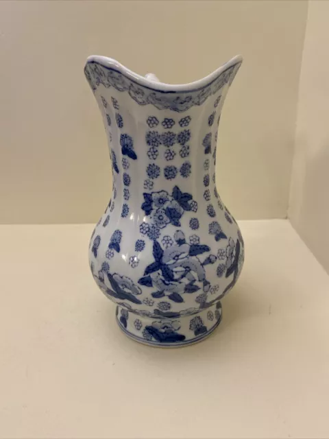 Vintage Delft blue/white Andrea by Sadek floral pitcher with handle 2