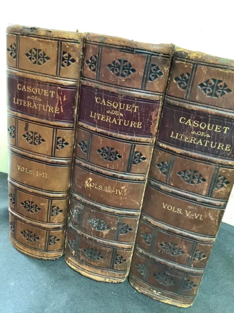 * 3 Leather Vols 1-6 The Casquet Of Literature By Charles Gibbons 1898 HB