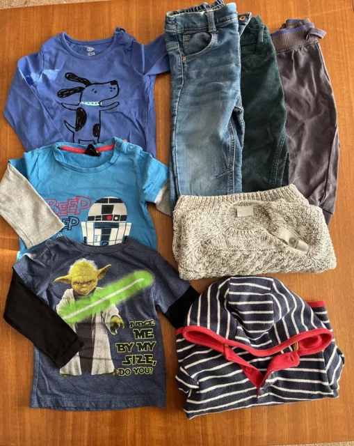 Boys 12-18 Months Winter Bundle Long Sleeved Ts, Trousers And Jumpers 8 Items