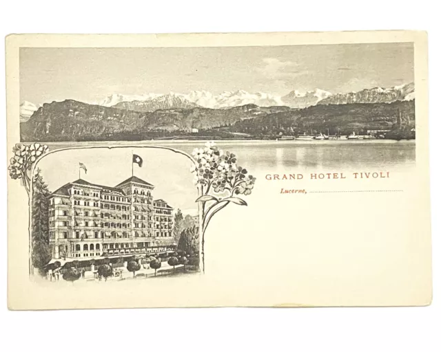 Vintage Unposted Postcard Grand Hotel Tivoli Lucerne Switzerland Alps Edelweiss