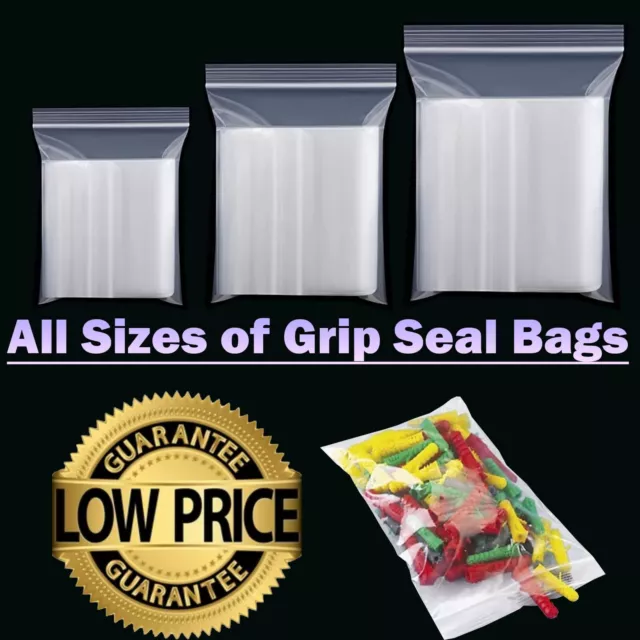 Grip Seal Bags Self Resealable Grip Poly Plastic Clear Zip Lock MIX [All Sizes]