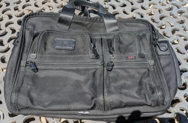 TUMI ALPHA Briefcase Black Ballistic Nylon Expandable File Laptop Bag 26141DH