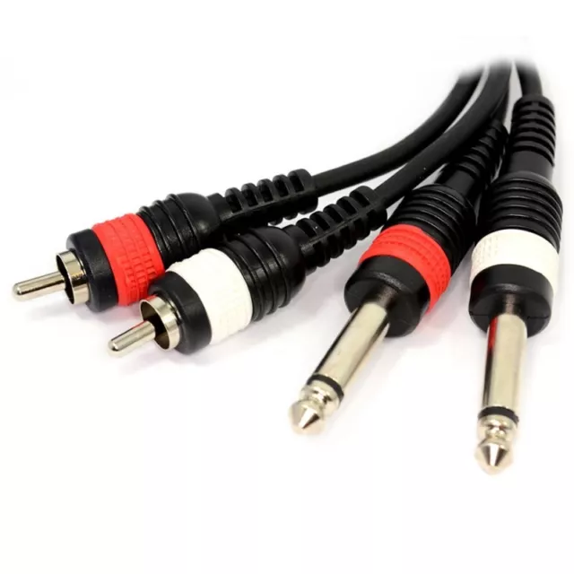 6.35mm 2 x Mono Jack Plug to 2 x Phono Plugs Cable Lead 2