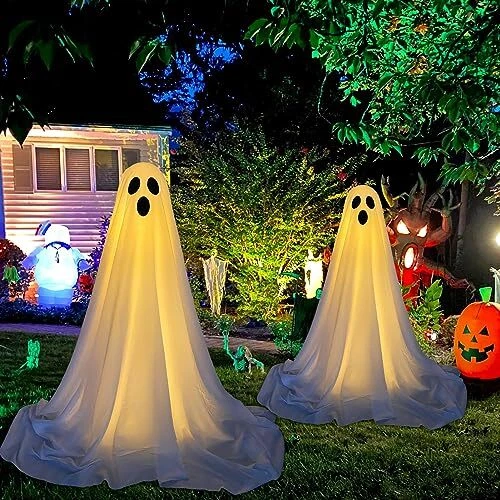 2 Pack Halloween Decorations Outdoor, Spooky Ghost Halloween Decor