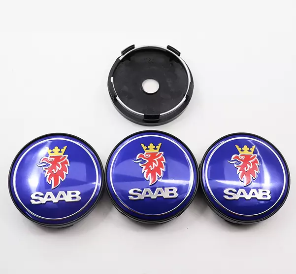 4 PCS LOGO EMBLÈME SAAB 60 mm caches moyeu jante, centre de roue