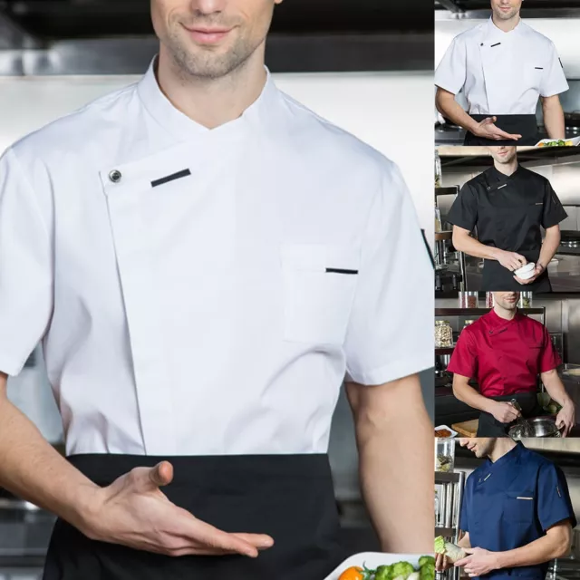 Nice Portable Short Sleeve Tops Casual Chef Cook Double-breasted Uniforms