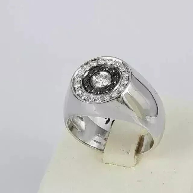 Anillo para hombre con diamantes creados en laboratorio de talla redonda de... 3