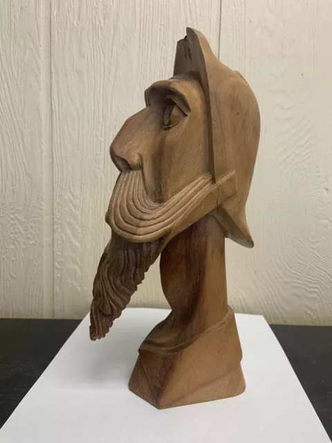 Vintage 1960 Hand-carved Hard Wood Sculpture  Don Quixote By Luis Potosi