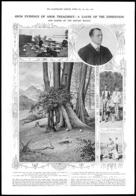 1911 Antique Print - INDIA Abor Expedition Noel Williamson Kobo Hutchins (522)