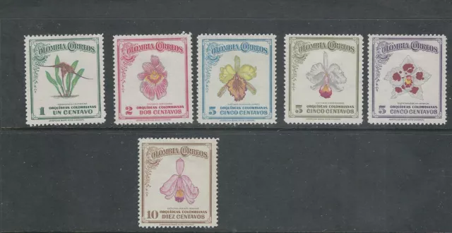 Colombia 1947 Orchideen (Scott 546-51) VF MH