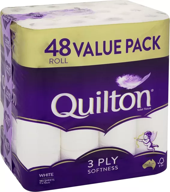 48x Quilton Toilet Paper Tissue Rolls 3-Ply 180 Sheets - Free postage Best Price 2