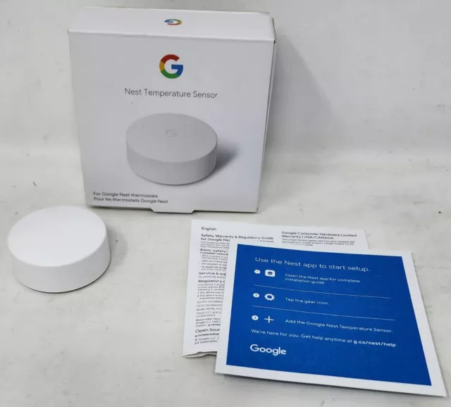 Google Nest Temperature Sensor Open Box T5000SF To Be Used W Nest Thermostats