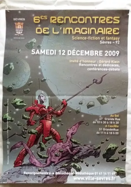 C1 Affiche CAZA Rencontres SEVRES SF 2009 Science Fiction et Fantasy 30 X 42 cm