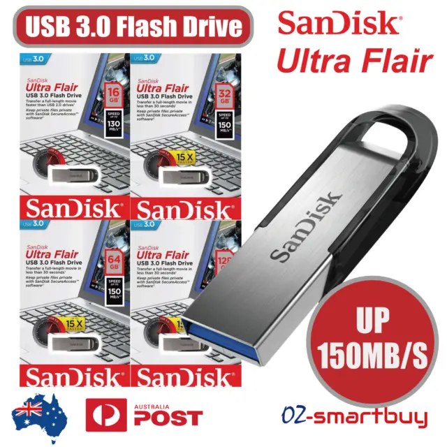 SanDisk Flash Drive Ultra Flair 16GB 32GB 64GB 128GB 256GB USB 3.0 Memory Stick