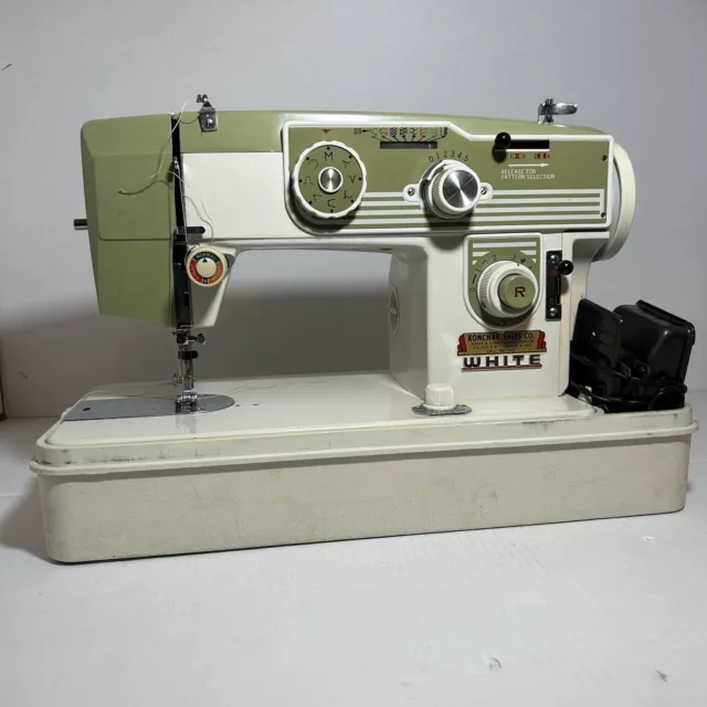 Buy the Vintage Working White Model 7013 Sewing Machine W/ Pedal Case  Manual Accessories