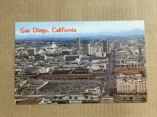 Postcard San Diego CA Downtown Skyline Aerial View Vintage California