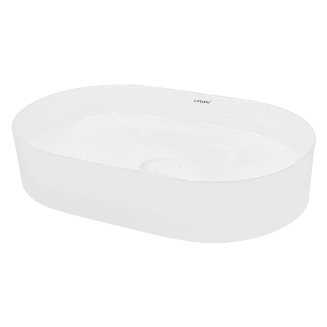 Vasque Ronde En Céramique à Poser - Diamètre 40 Cm, Hauteur 13,5 Cm - Blanc - Moderne - Neuf