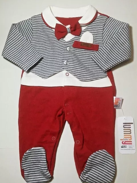 Baby Boy Sleepsuit Baby grow red Spanish Style cotton  3-months 6 months