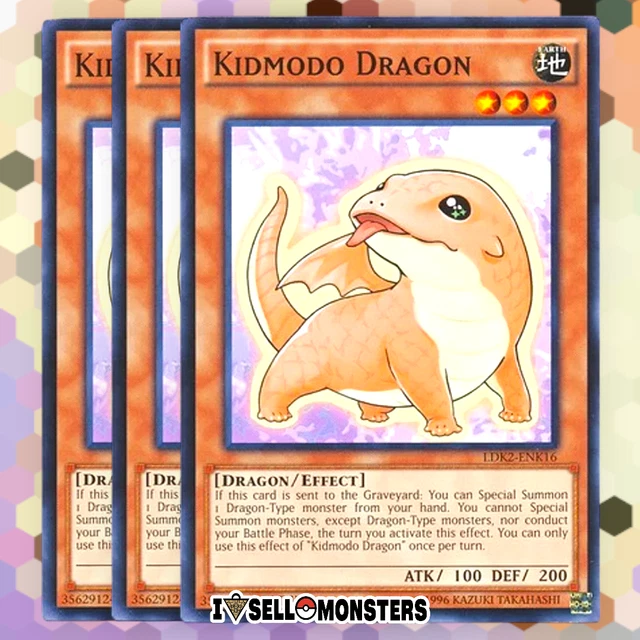 Yu-Gi-Oh! Kidmodo Dragon Card - 3x SR02-EN019 Or LDK2-ENK16, Near Mint Condition