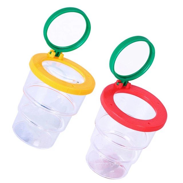 Caja de insectos preescolar lupa visor caja frasco herramienta de aumento 2 piezas