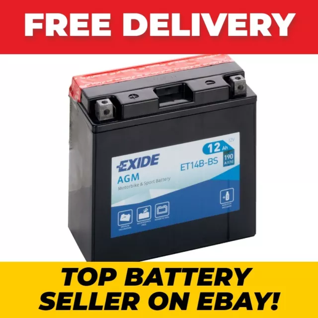 ET14B-BS EXIDE MOTORCYCLE BATTERY 12V 12Ah 190A YT14B-BS