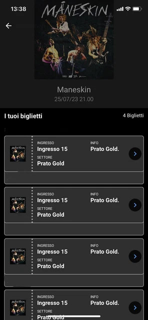 4 Biglietti Prato Gold Maneskin