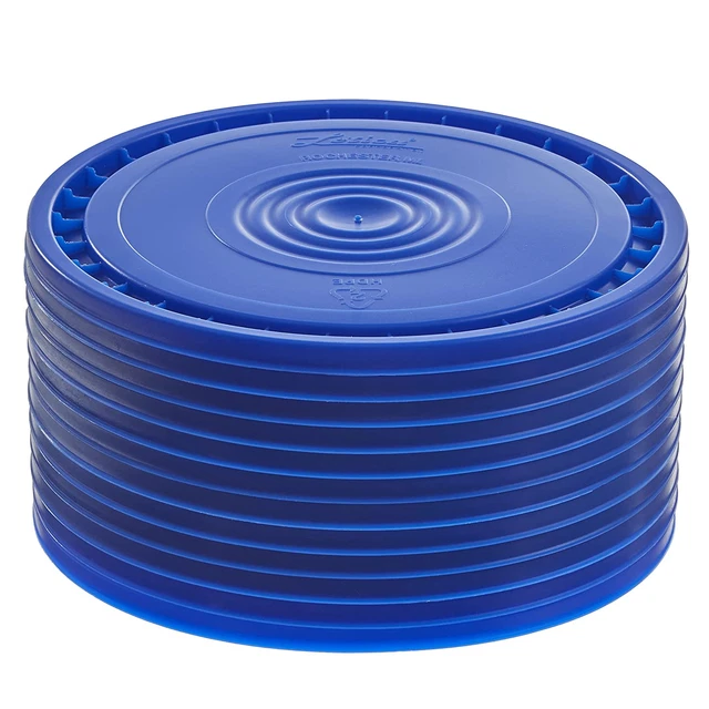 Reusable Easy Peel Lid for 3.5, 5, 6, and 7 Gal Buckets, HPDE, Blue, 12 Pack