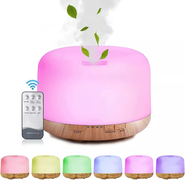 500ML Luftbefeuchter LED Ultraschall Duftöl Aroma Diffuser Humidifier SPA Yoga