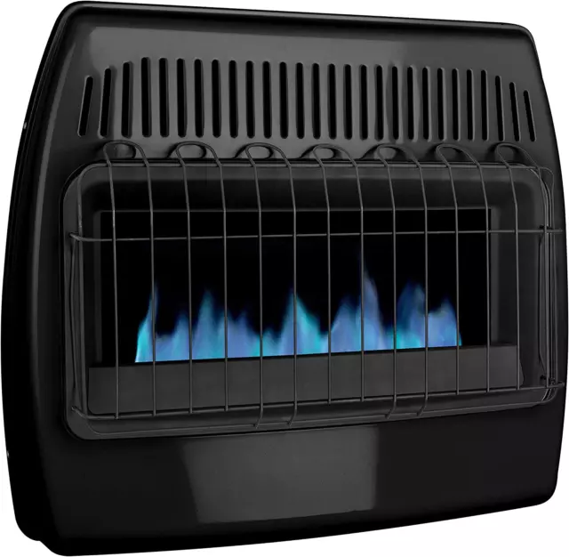 30,000 BTU Blue Flame Thermostatic Garage Vent Free Wall Heater, Black 2