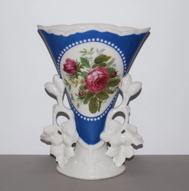 Vase ancien bouquet de mariage en faïence décor imprimer