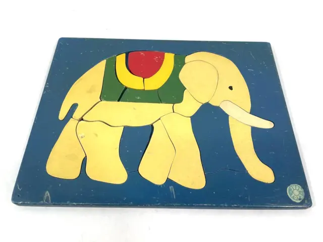 Vintage Judy Toys Wood Elephant Puzzle 19 Pieces
