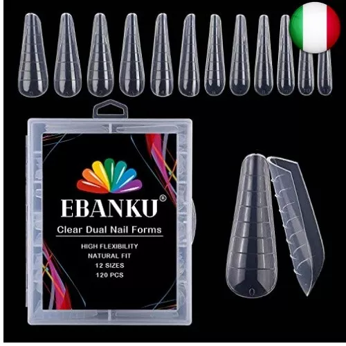 EBANKU 120PCS Unghie Finte Nail System Form Acrilico Cercueil sistema per