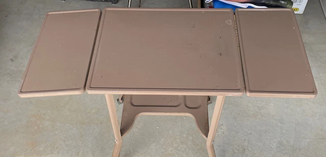 Vtg Rolling Metal Typewriter Cart Beige Desk Metal Side Table Drop Vtg Rolling Metal Typewriter Cart Beige Desk Metal Side Table Drop