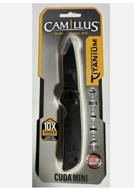 CAMILLUS Cuda Mini 19637 Folding Pocket Knife Black G10 AUS-8  NEW -- SALE