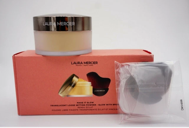 Juego de regalo translúcido Laura Mercier Make it brillar, polvo y cepillo sueltos