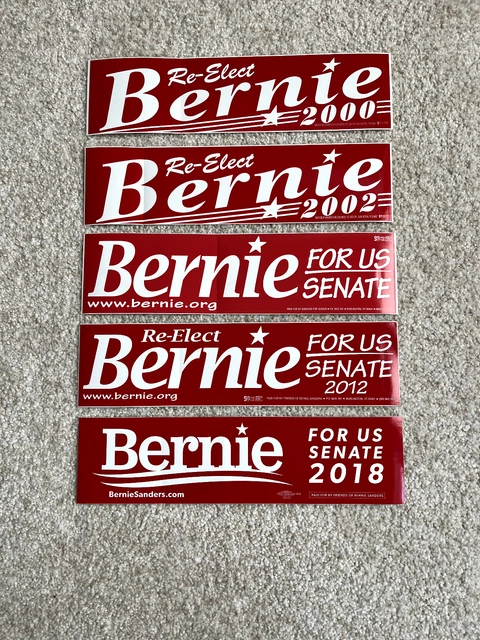 Fantastic Bernie Sanders 5 Bumper Sticker Lot from Senate & Congress Campaigns