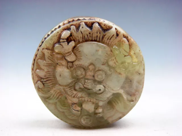 Old Nephrite Jade Stone Carved Seal Paperweight Monster Foo Dog Lion #08122308