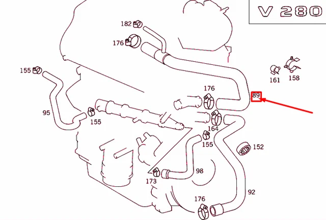 OEM MERCEDES-BENZ VITO W638 Cooling Water Feed Line Hose A6385011482 ...
