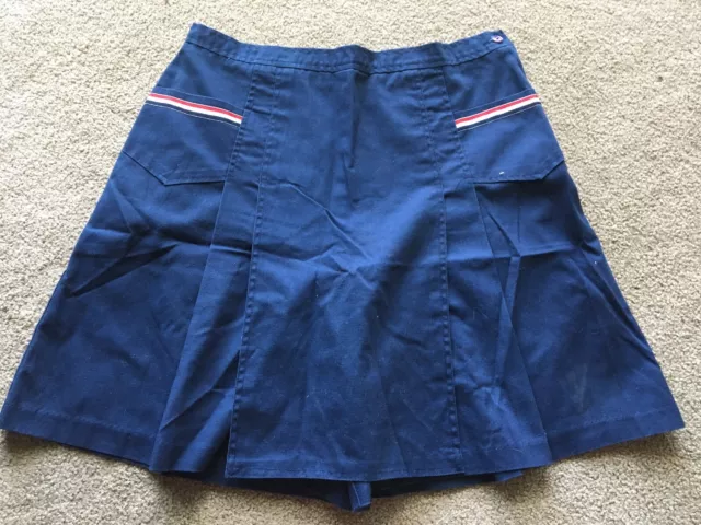 Vintage Culottes Skirt Navy Blue Women's 32 Shorts Skort Side Zip High rise