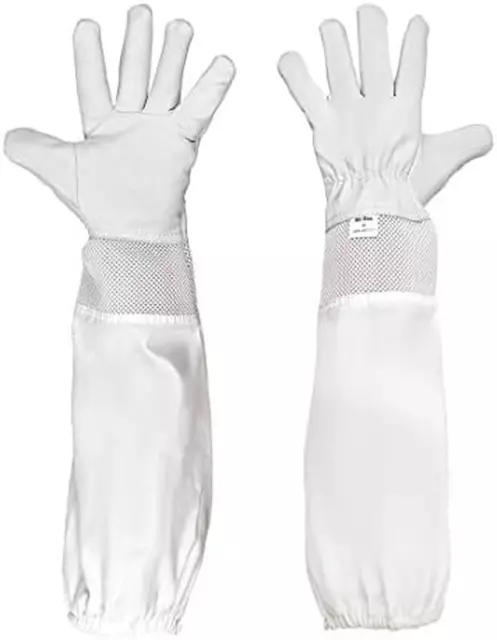 Beekeeping Supply Goatskin Leather Beekeeper Gloves with Vent Long Canvas Sleeve