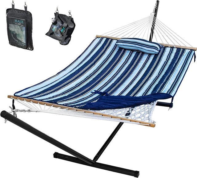 SZHLUX Hammock with Stand Included, 475lbs Capacity Outdoor Blue Waves