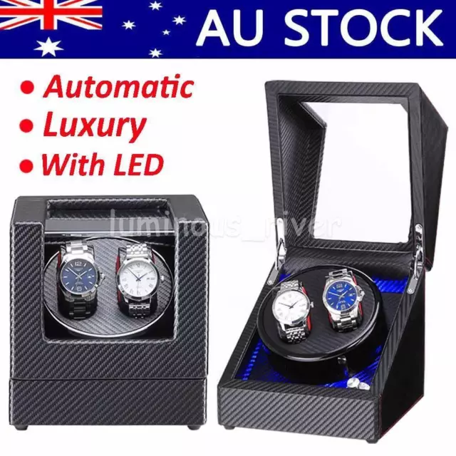 Double Watch Winder Watch Box Automatic Luxury Motor PU Leather Storage Case