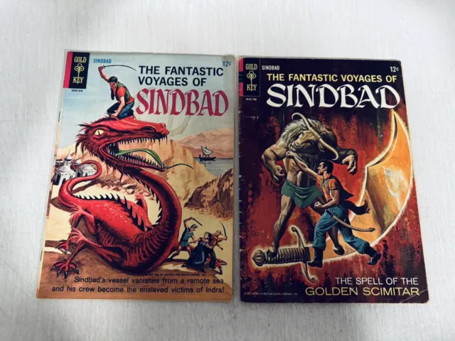The Fantastic Voyages of Sinbad #1,2 Gold Key Comics 1965 Painted Covers GD/VG