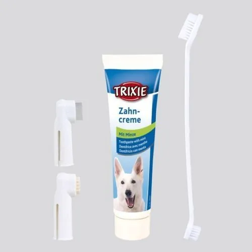 Trixie Dog Puppy Dental Care Kit Mint Toothpaste & Finger Toothbrush Oral Health
