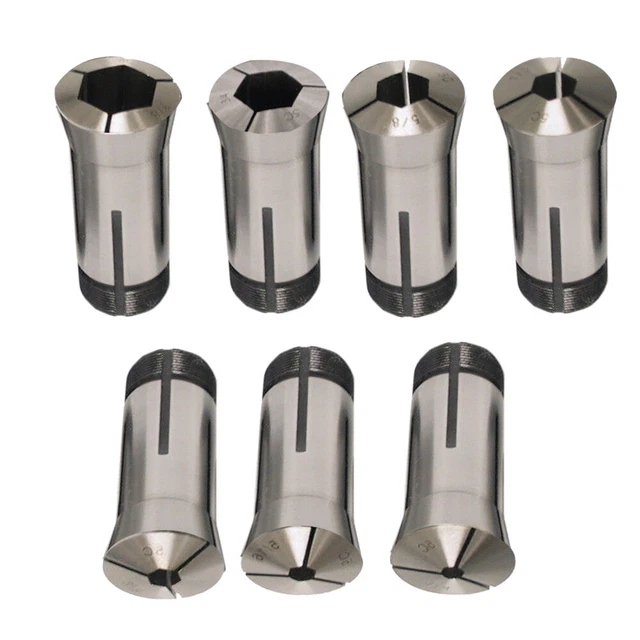 7pcs 5C Hex. Collet Set 1/4'', 5/16'', 3/8'', 1/2'', 5/8'', 3/4'',7/8'' New