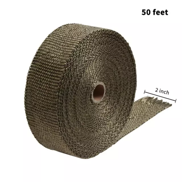 LEDAUT 2" x 50' Titanium Exhaust Heat Wrap Roll for 2 inches X 50 feet roll 3